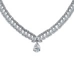 Vintage Style CZ Cubic Zirconia Solitaire Teardrop Statement Necklace & Clip-On Earrings Jewelry Set - Image 2