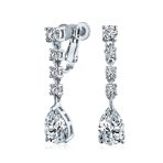 Vintage Style CZ Cubic Zirconia Solitaire Teardrop Statement Necklace & Clip-On Earrings Jewelry Set - Image 3