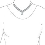 Vintage Style CZ Cubic Zirconia Solitaire Teardrop Statement Necklace & Clip-On Earrings Jewelry Set - Image 6