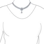 Bridal  Marquise Leaf CZ Choker Necklace Earrings Set - Image 5