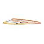 Set of 3 Multi Tri-Color Stacking Bangle Bracelets Rose Gold Yellow Silver Plated