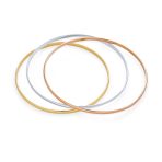 Set of 3 Multi Tri-Color Stacking Bangle Bracelets Rose Gold Yellow Silver Plated - Image 2