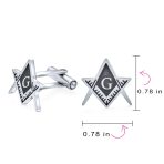 Shield Round Freemasons Compass Symbol Shirt Cufflink for Men Blue Black Enamel - Image 7