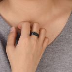 Black Spinner Religious Cross Words Lords Prayer Fidget Band Ring Stainless Steel - Image 5