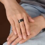 Black Spinner Religious Cross Words Lords Prayer Fidget Band Ring Stainless Steel - Image 6