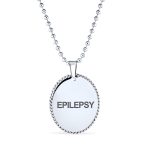 Medical ID Dog Tag Pendant Necklace Oval Rope Edge Stainless - Image 4