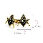Shield Round Freemasons Compass Symbol Shirt Cufflink for Men Blue Black Enamel - Image 8