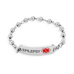 Name Tag Medical ID Bracelet Ball Bead Link Chain Stainless Steel 77.5 Inch - Image 14
