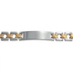 Set of 2 Two-Tone ID Bracelet Cross X Link 8 Inch Stainless Steel Band - Image 3