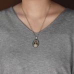 Religious Medal Medallion Photo of Sacred Heart Jesus Pendant Necklace Silver - Image 3