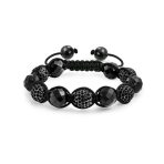 Black Navy Blue Gold Bead Pave Crystal Ball Strand Bracelet - Image 5