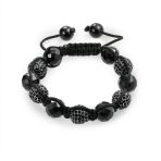 Black Navy Blue Gold Bead Pave Crystal Ball Strand Bracelet - Image 11