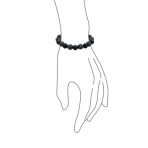Black Gold Tone Pave Crystal Ball Strand Bracelet Black Cord - Image 6
