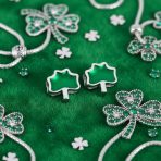 Set of 2 Good Luck Irish Shamrock Green Clover Charm Bead - Image 2