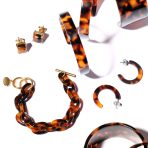 Brown Cushion Square Acrylic Tortoise Shell Stud Earrings 8MM Gold Plated Steel - Image 4