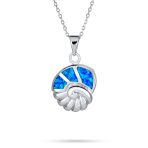 Created Blue Opal Conch Necklace & Crab Stud Earring Jewelry Set Sterling Silver - Image 3
