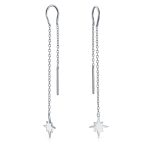 Minimalist Celestial Dangle Earrings North Star Threader .925 Sterling Silver