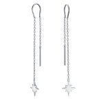 Minimalist Celestial Dangle Earrings North Star Threader .925 Sterling Silver