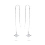 Minimalist Celestial Dangle Earrings North Star Threader .925 Sterling Silver - Image 2