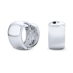 Simple Wide Huggie Hoop Earrings Gold Plated .925 Sterling Silver Polished Hinge Closure