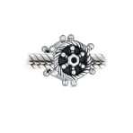 Nautical Boat Ship Wheel Charm Bead in Oxidized Sterling Silver for Bracelets - Image 2