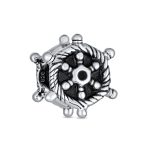 Nautical Boat Ship Wheel Charm Bead in Oxidized Sterling Silver for Bracelets
