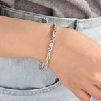 Green Red Oval CZ Tennis Bracelet in Silver Plated Finish - Image 17