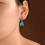 5CT Teardrop CZ Dangle Earrings Imitation Gemstone Silver - Image 7