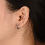 Set of 2 Basic Thin Hoop Huggie Earrings Silver Gold Plated Sterling Silver - Image 5