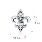 Fleur De Lis Stud Earrings in Oxidized Sterling Silver Men - Image 4