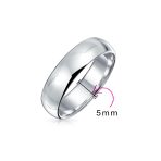 Plain 5MM Classic Dome Wedding Band Ring .925 Sterling Silver Comfort Fit - Image 9