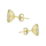 Set of 2 Martini Bezel Set CZ Stud Earrings Gold Plated Sterling Silver 5MM - Image 21