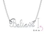 Sideways Station Script Word Believe Pendant Necklace .925 Sterling Silver 16" - Image 3