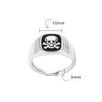 Classic Flat Black Onyx Gemstones Signet Skull Crossbones Ring Sterling Silver - Image 4