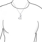 BFF Best Friend CZ Accent Puppy Dog Pendant Necklace Silver - Image 3