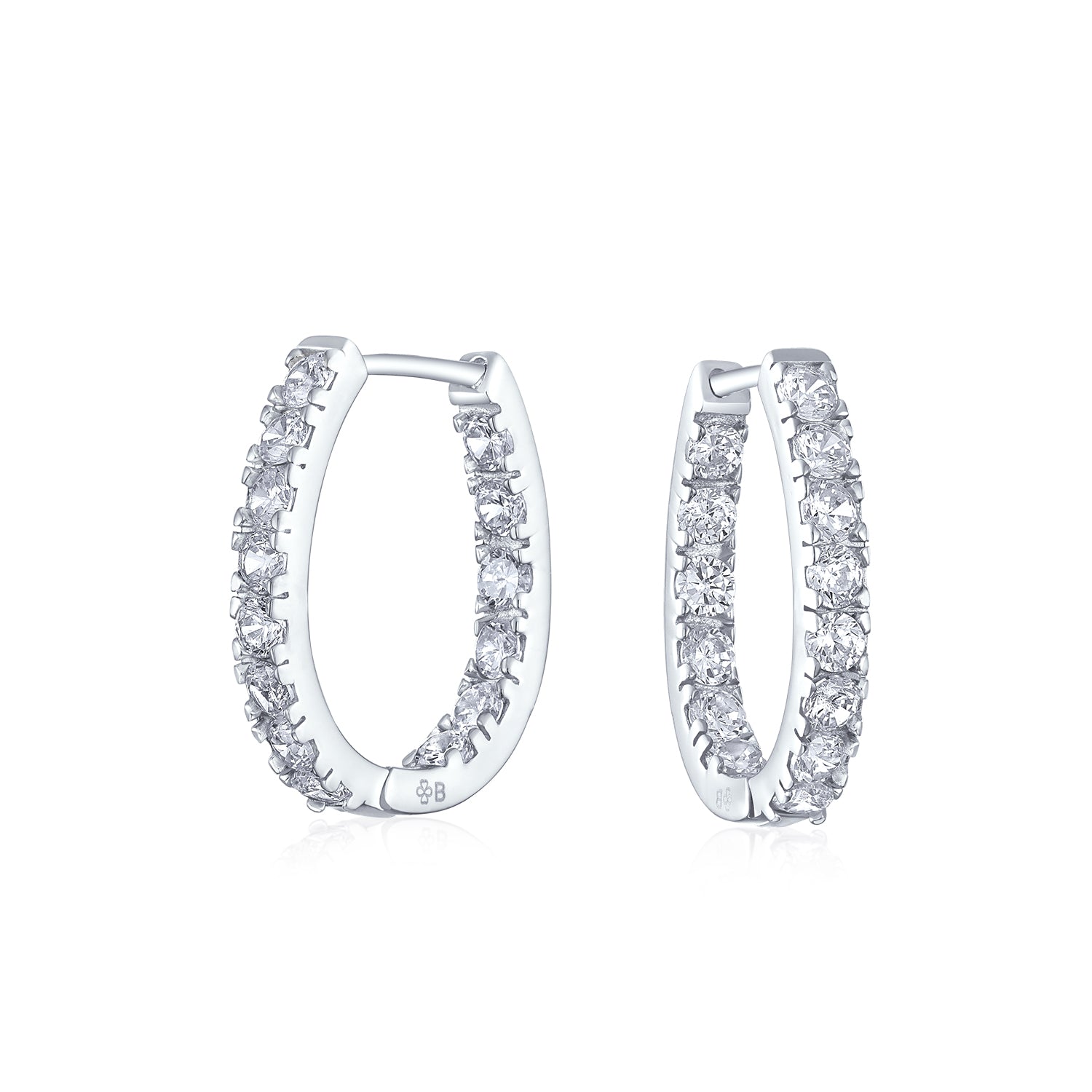 silve-thin-inside-out-earrings_smo-2he20089r-az_1 Classic Bridal Oval CZ Hoop Earrings Black Rose Gold Sterling Silver .60 Inch - Image 1