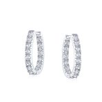 Classic Bridal Oval CZ Hoop Earrings Black Rose Gold Sterling Silver .60 Inch - Image 3