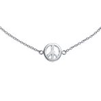 Peace Sign Charm Anklet Ankle Bracelet Sterling Silver 9-10 Inch - Image 2