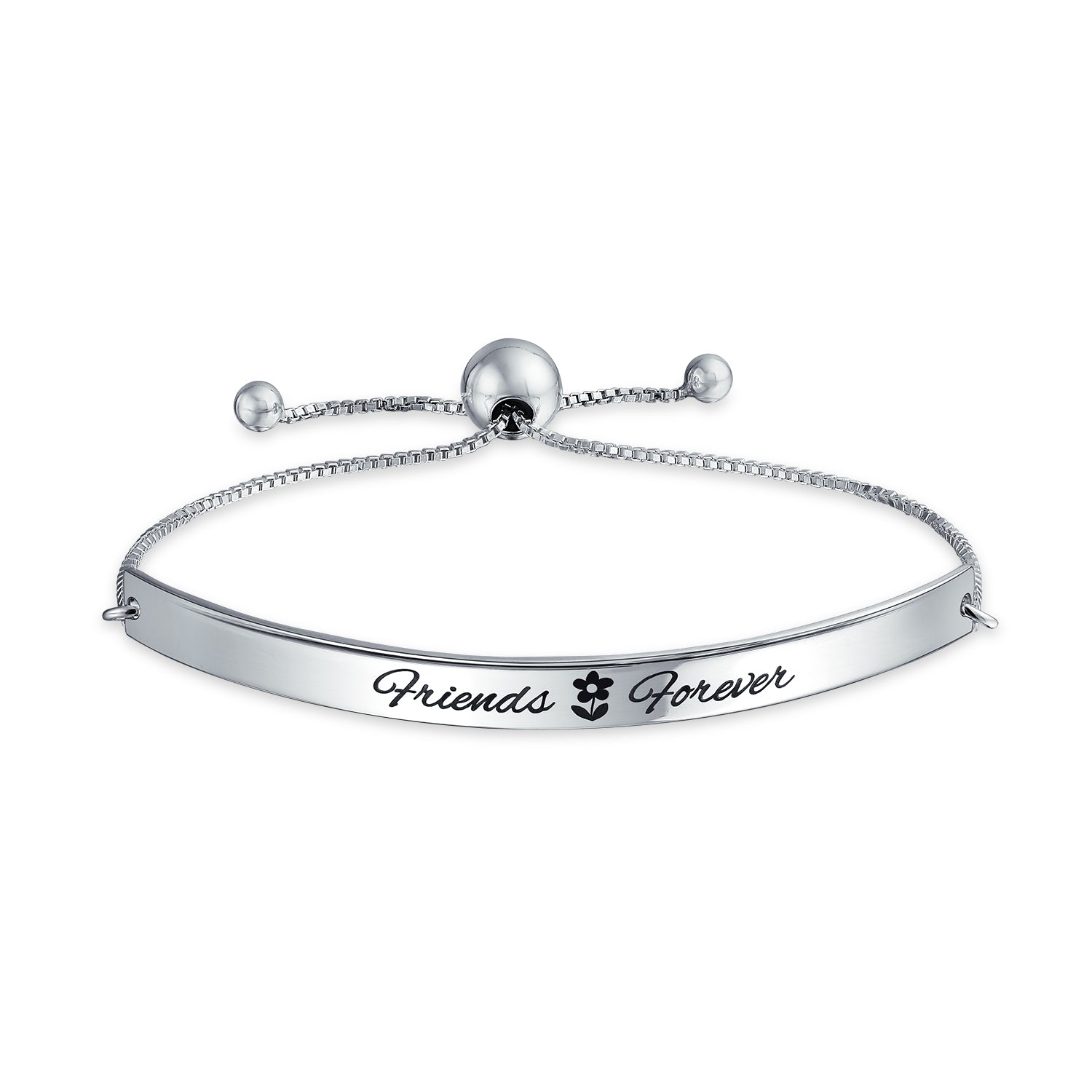 silver-adjustable-bar-bolo-bracelet_appl-u67014ff-az Inspirational BFF Saying Best Friends Forever ID Bolo Bracelet .925 Sterling Silver - Image 1