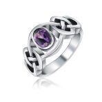 Celtic Purple Amethyst Trinity Love Knot Infinity Band Ring Sterling Silver