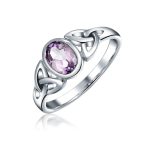 Oval Gemstone Celtic Trinity Knot Ring for BFF Sorority Sister Sterling Silver