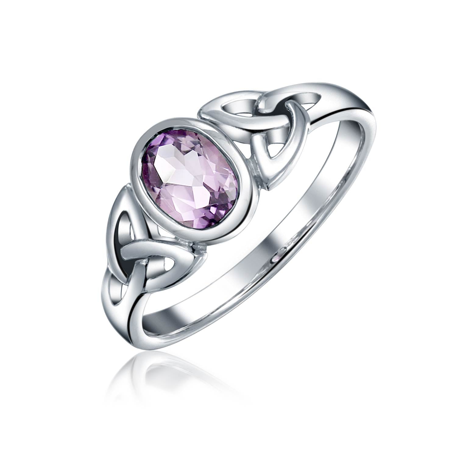 silver-amethyst-celtic-triquetra-ring_ps-tr1420-am_6 Oval Gemstone Celtic Trinity Knot Ring for BFF Sorority Sister Sterling Silver - Image 1