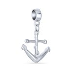 Nautical Boat Anchor Travel Dangle Charm Bead Sterling Silver for Bracelets