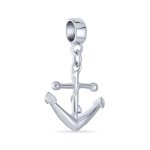 Nautical Boat Anchor Travel Dangle Charm Bead Sterling Silver for Bracelets