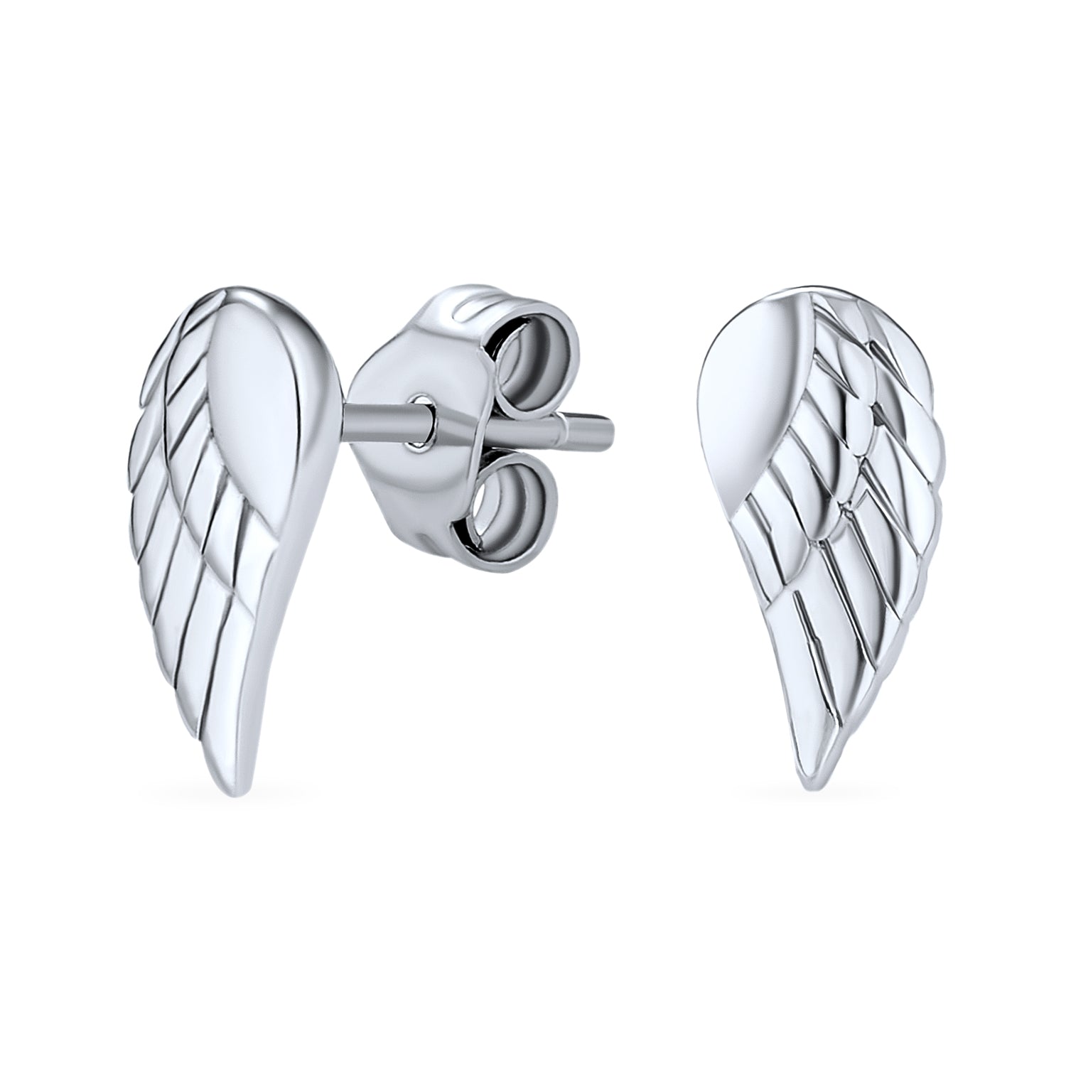 silver-angel-wing-stud-earring-feather-pfs-12-6273_1 Delicate Guardian Angel Wing Feather Stud Earrings Silver - Image 1