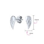 Delicate Guardian Angel Wing Feather Stud Earrings Silver - Image 4