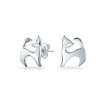 Siamese Cat Stud Earrings in Sterling Silver - Whimsical and Cute Pet Jewelry