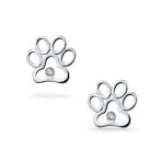 BFF Pet Paw Print Dog Tag Rose Gold Plated Necklace & CZ Paw Stud Earrings Set - Image 5