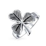 Celtic Lucky Shamrock Clover Band Ring Oxidized .925 Sterling Silver - Image 8