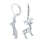 Hunter Christmas Reindeer Dangle Earrings Elk Moose Antelope Design Silver